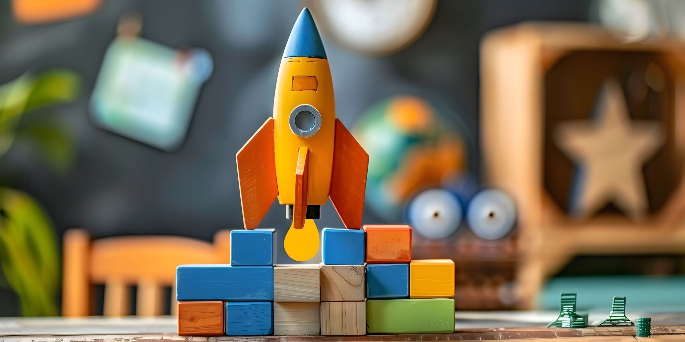 High-quality wooden toys and learning materials in a bright, inviting preschool classroom environment